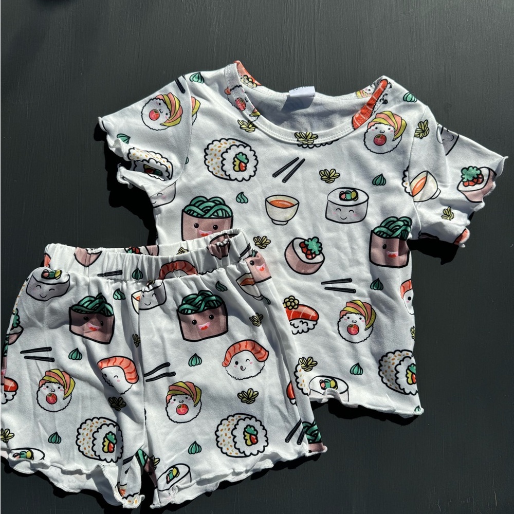 Cute Sushi Print Kids Pajama Set